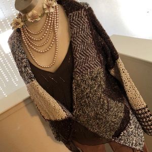 S EUC Curio Brown Cardigan Boho Knit with POCKETS by Anthropologie